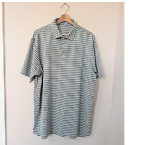 Genteal Grey Striped Polo Shirt Mens XL Textured Performance